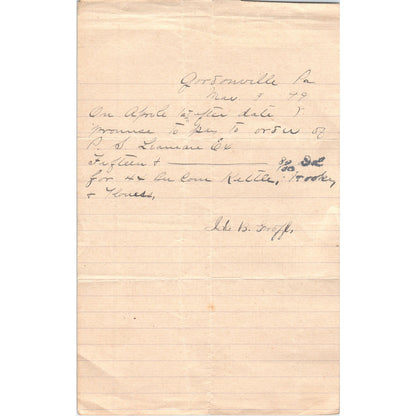 1899 Gordonville PA Handwritten Letter Ida B. Groffe D21