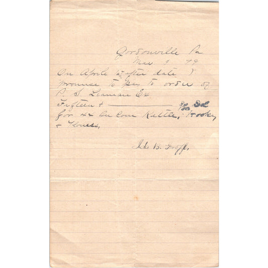 1899 Gordonville PA Handwritten Letter Ida B. Groffe D21