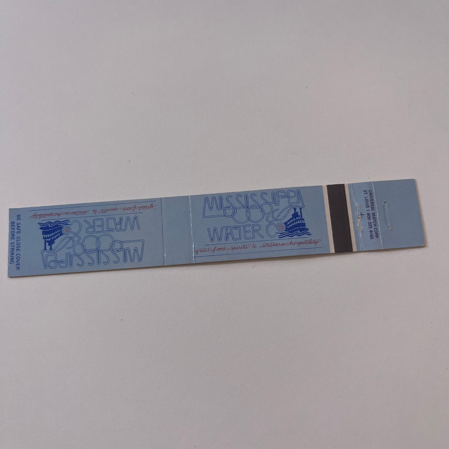 Mississippi Water Co Restaurant Vintage Matchbook TB6-MB2-9