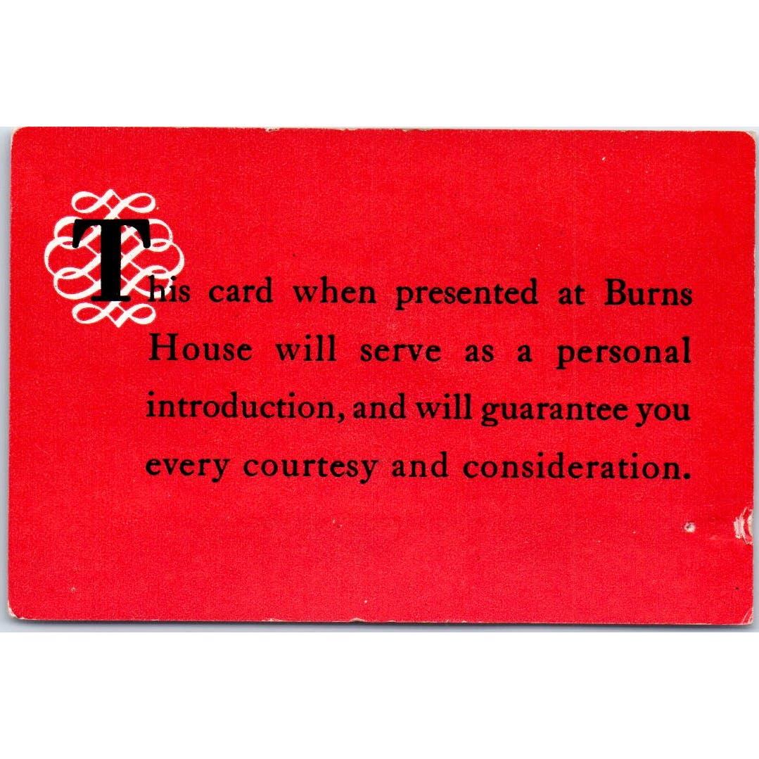 Vtg Burns House Limited Fine Wines & Liquors Nassau Bahamas Business Card AE2