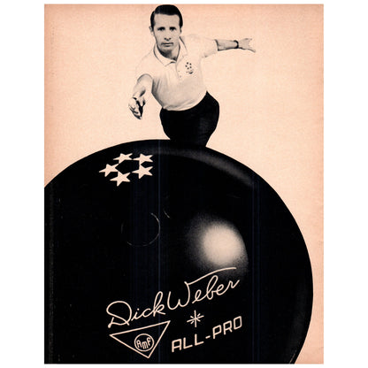 Dick Weber All Pro Bowling Ball AMF 1969 Bowling Program Ad D25