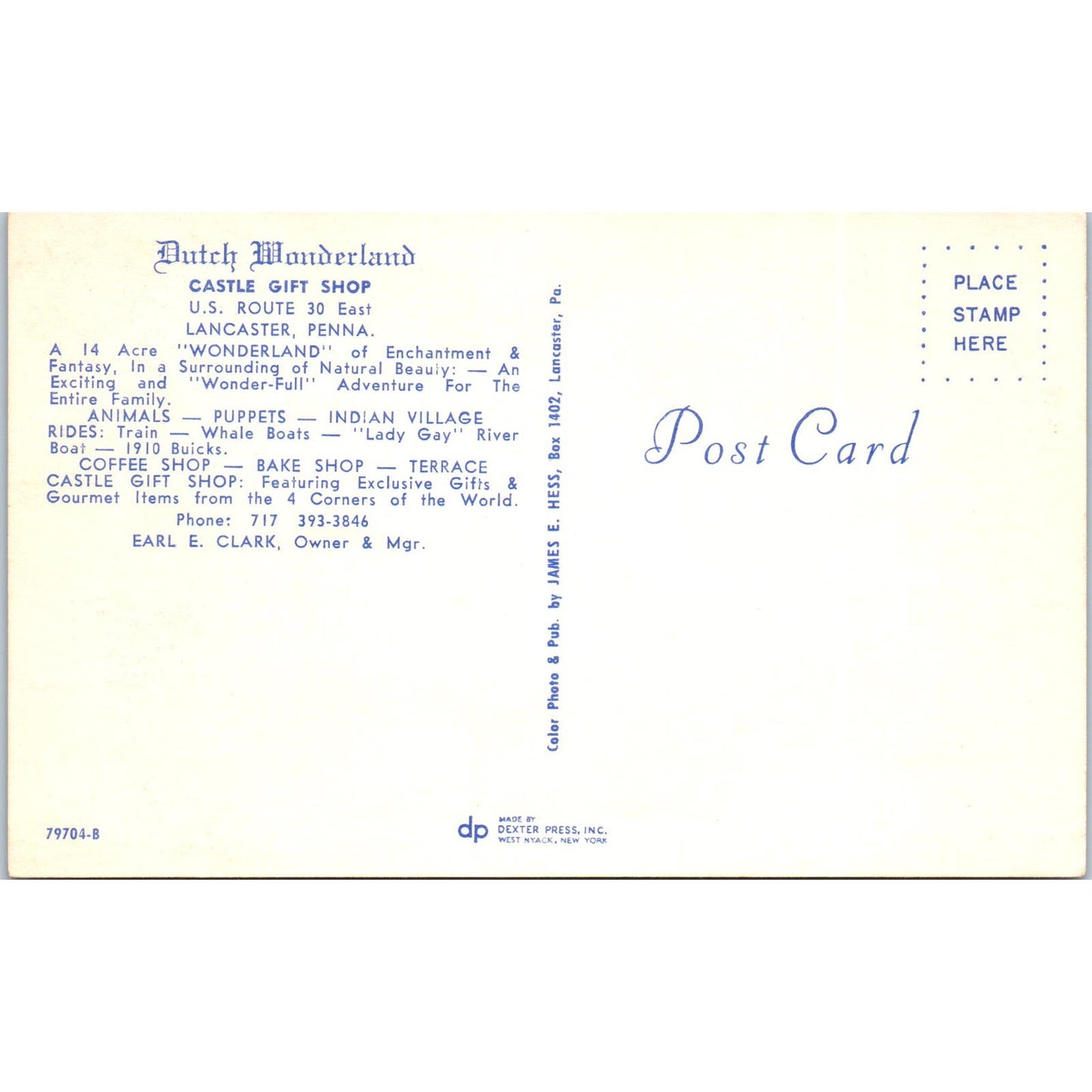 Dutch Wonderland Castle Gift Shop Lancaster Pennsylvania Vintage Postcard PD5