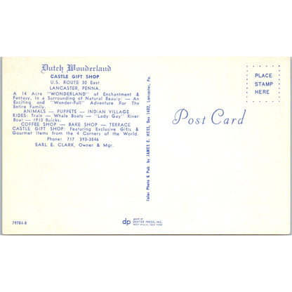 Dutch Wonderland Castle Gift Shop Lancaster Pennsylvania Vintage Postcard PD5