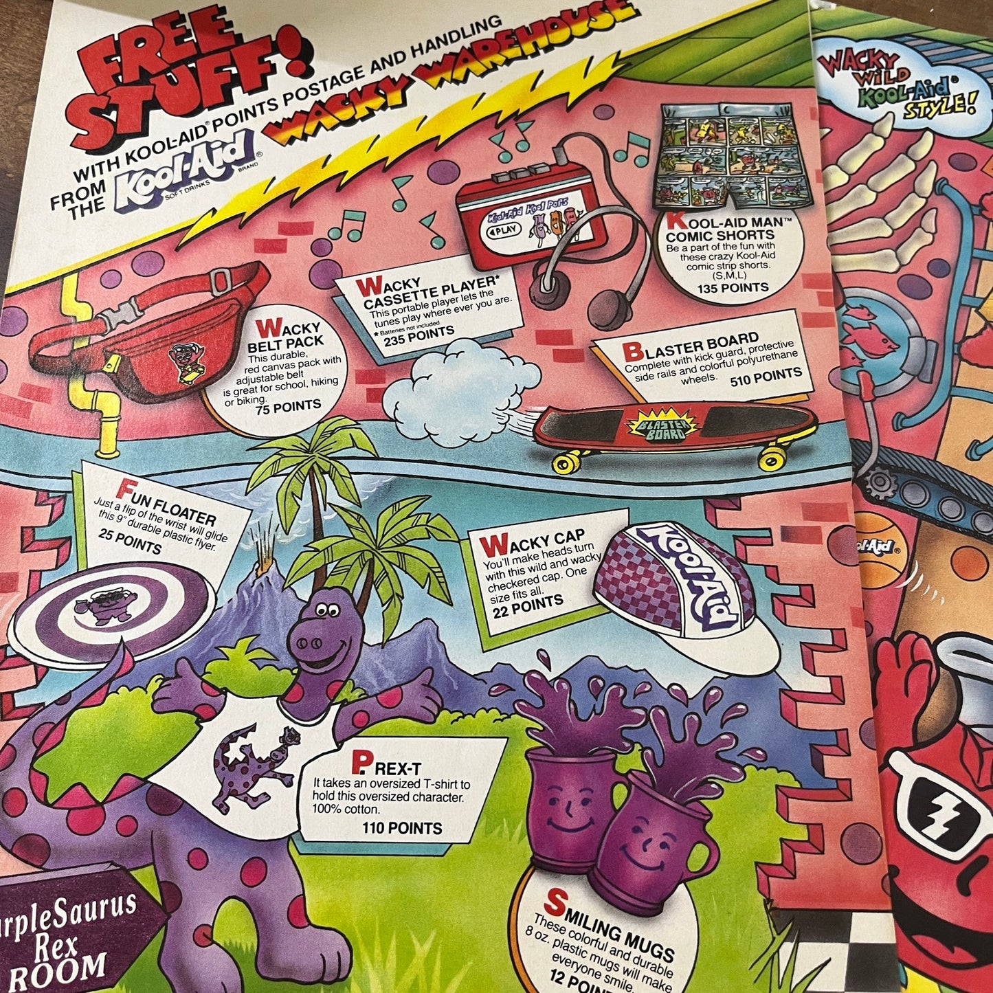 Kool-Aid Points Wacky Warehouse PurpleSaurus Rex Room 2 Page 1989 Ad AF3-3