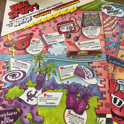 Kool-Aid Points Wacky Warehouse PurpleSaurus Rex Room 2 Page 1989 Ad AF3-3