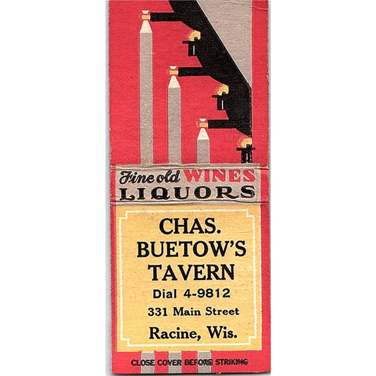 Chas Buetow's Tavern Racine WI Pinup Vintage Matchbook Cover SE5-Y1