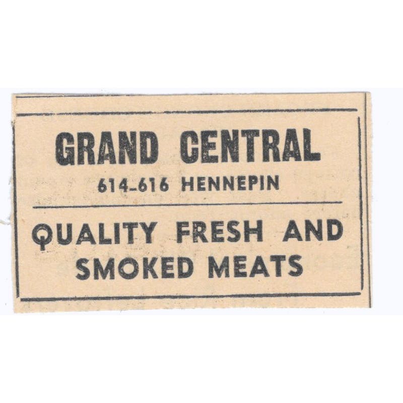 Grand Central Meat Market Butcher Shop Hennepin 1935 Minneapolis Ad AE7-H3