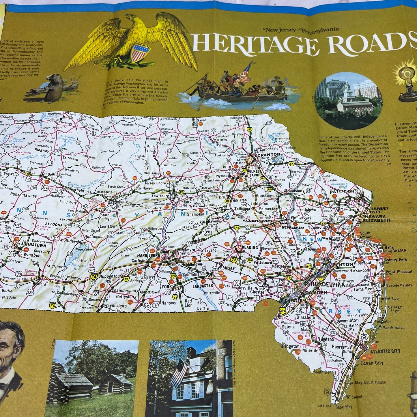 1974 New Jersey PA Heritage Roads McDonalds Travel Fold Out Map TH2-MP2