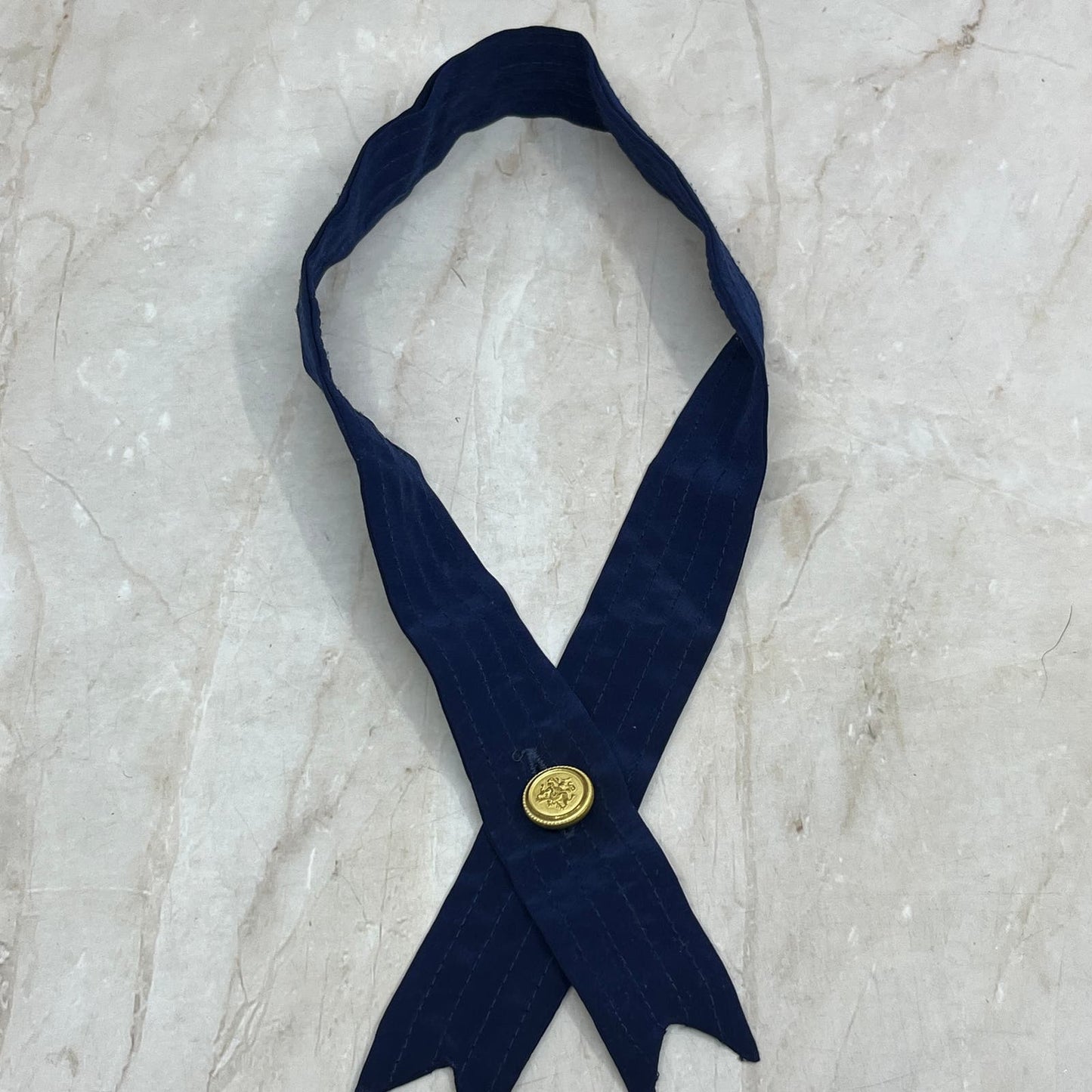 Retro Navy Blue Cross Tie With Gold Button Necktie Tie TJ4-T1