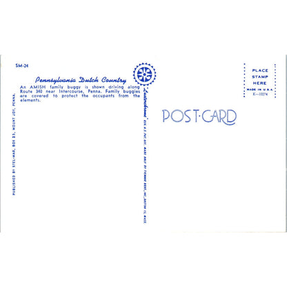 Amish Buggy Near Intercourse Pennsylvania Dutch Country Vintage Postcard PD5