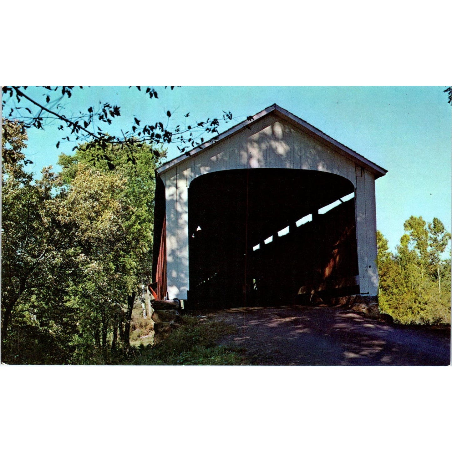 Red Bridge Big Raccoon Creek Parke County IN Covered Bridge Postcard PC1
