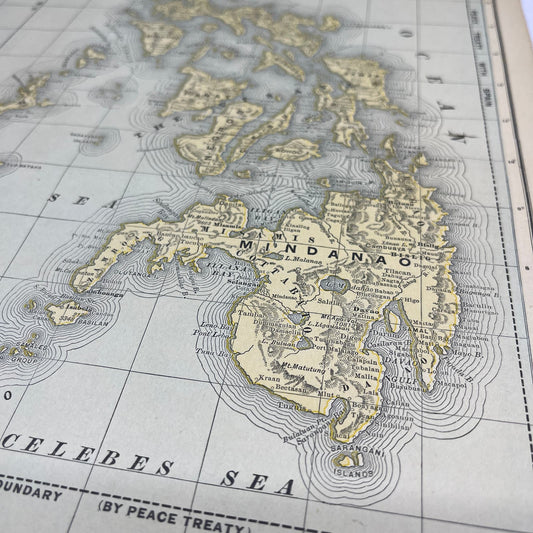 1899 Map of The Philippine Islands Fold Out Original Tinted Map Engraving FL6-8