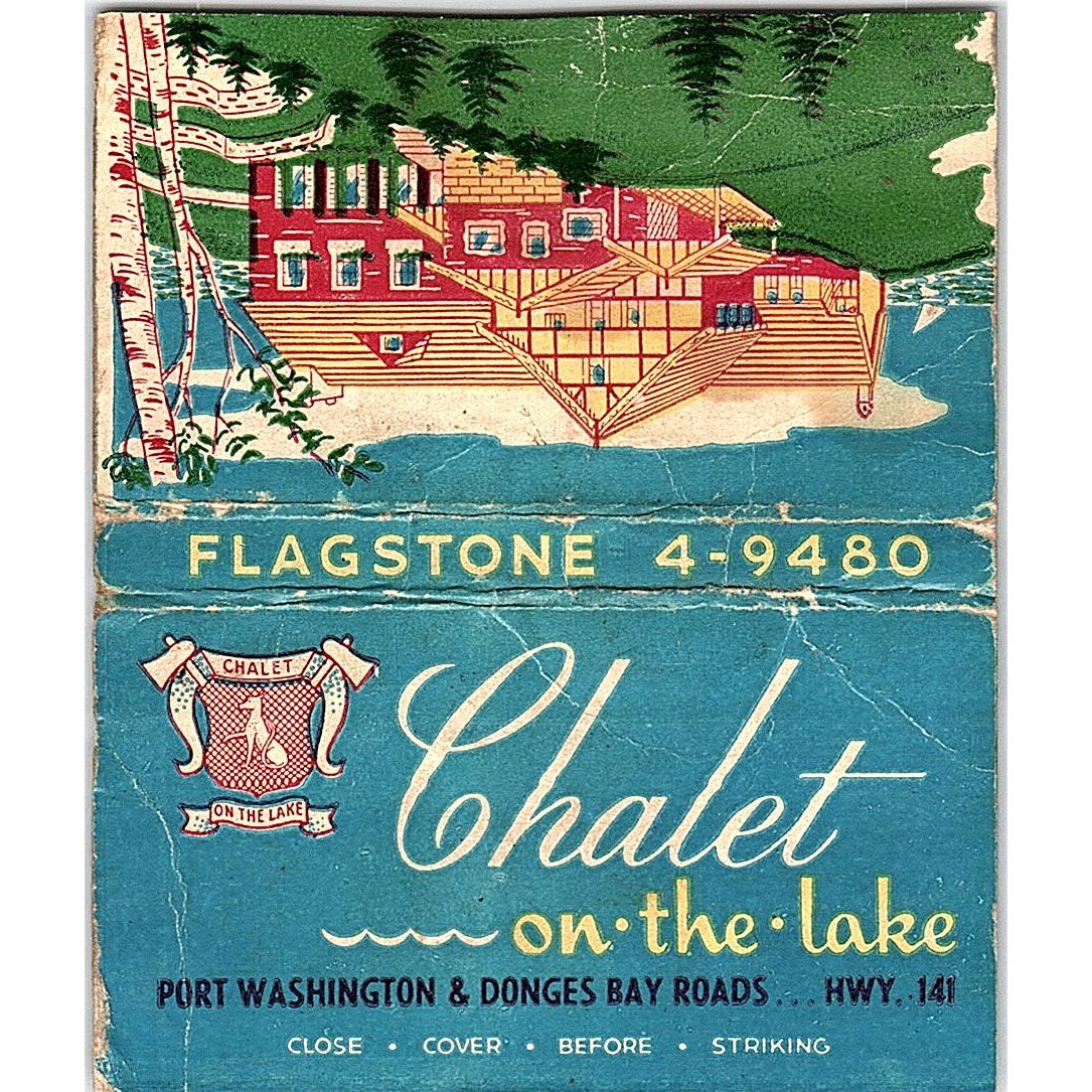 Chalet on the Lake Port Washington WI Vintage Large Matchbook Cover ML1-7