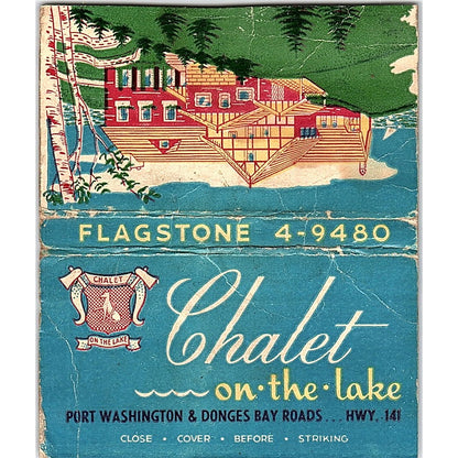 Chalet on the Lake Port Washington WI Vintage Large Matchbook Cover ML1-7