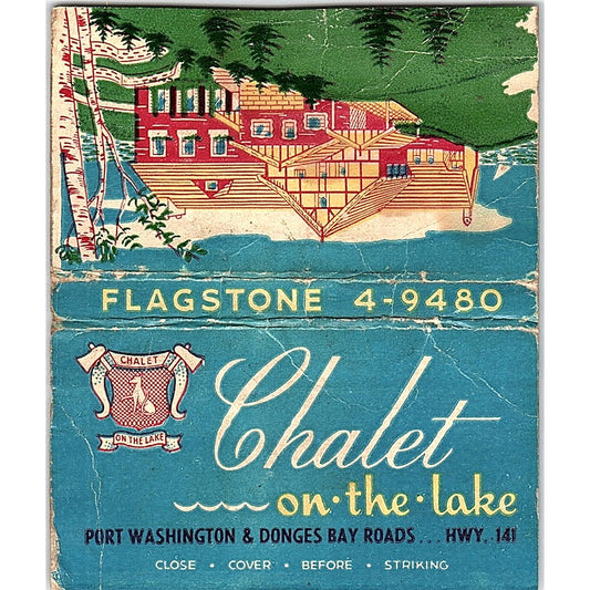 Chalet on the Lake Port Washington WI Vintage Large Matchbook Cover ML1-7
