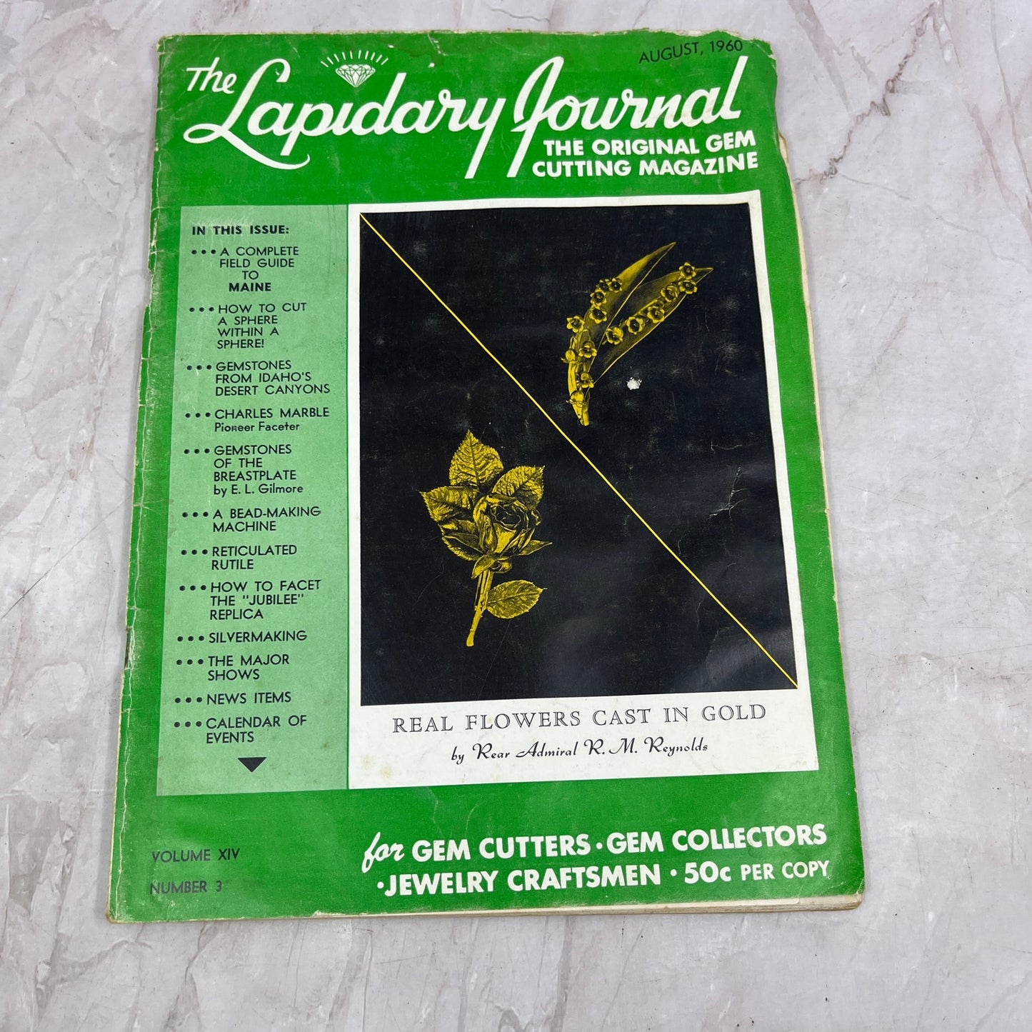 Flowers Cast in Gold R.M. Reynolds - Lapidary Journal Magazine - Aug 1960 M23-1