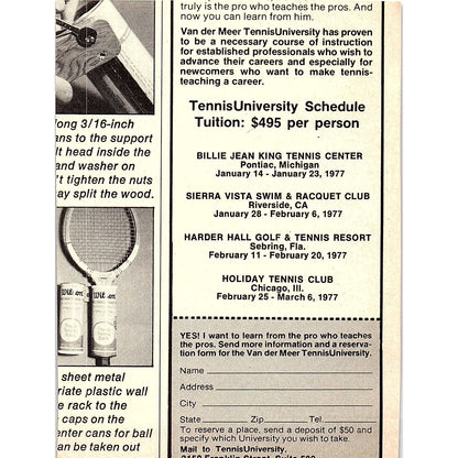 4 Star Tennis Academy Mike Eikenberry Charlottesville VA 1977 Ad AF3-M1