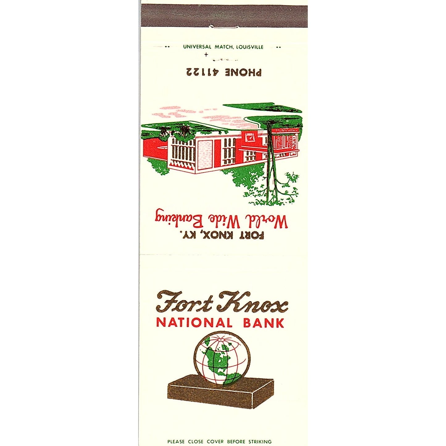 Fort Knox Federal Bank Fort Knox KY Vintage Matchbook TB6-MB2-8