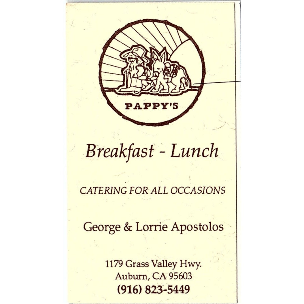 Pappy's Breakfast-Lunch George & Lorrie Apostolos Auburn Business Card SD9-B14
