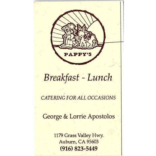 Pappy's Breakfast-Lunch George & Lorrie Apostolos Auburn Business Card SD9-B14
