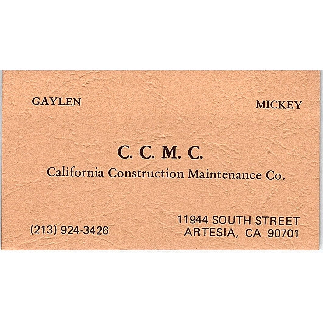 CCMC California Construction Maintenance Gaylen Artesia CA Business Card SD9-B3