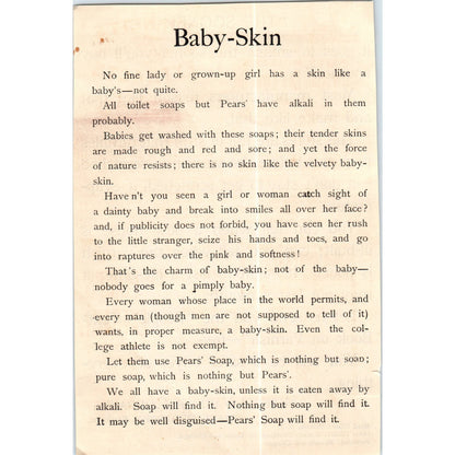 Pears' Soap Baby Skin Complexion c1890 Victorian Ad AE8