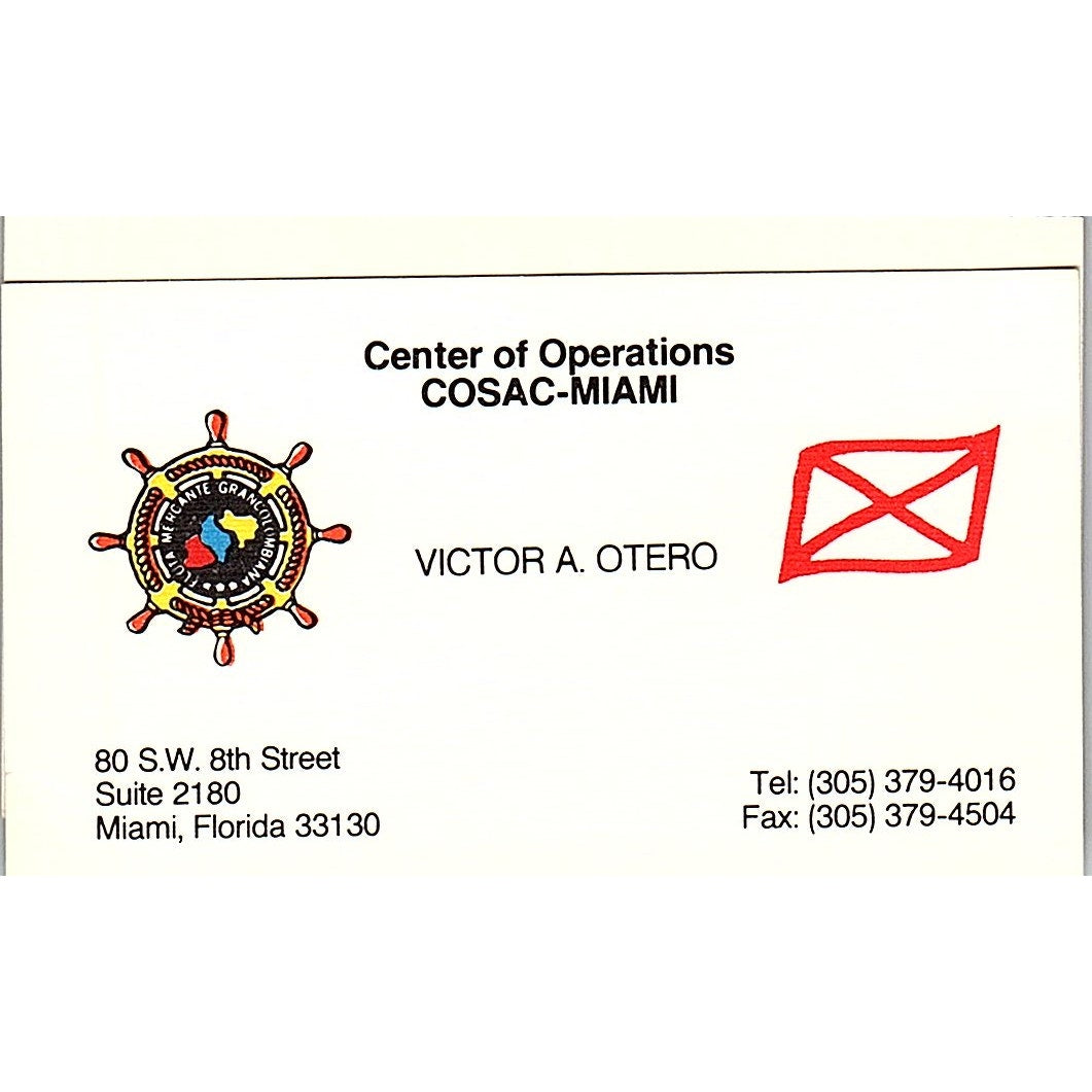 Victor A Otero COSAC-Miami FL Vintage Business Card SC9-B2