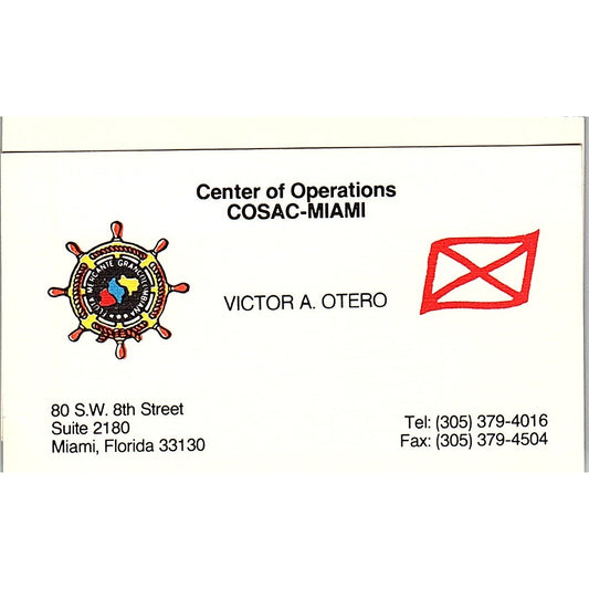 Victor A Otero COSAC-Miami FL Vintage Business Card SC9-B2