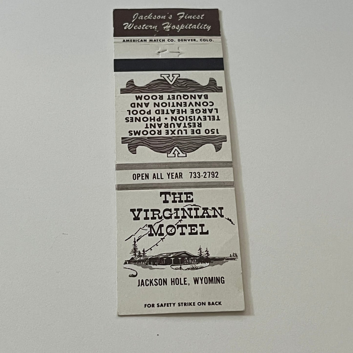 The Virginian Motel Jackson Hole Wyoming Vintage Matchbook Cover TB6-MB2-6