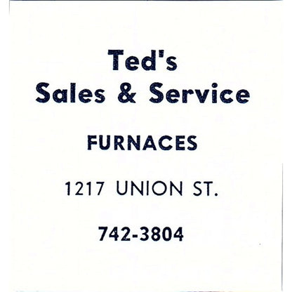 Ted's Sales & Service Furnaces 1217 Union St Fort Wayne Indiana 1964 Ad AG1-S15
