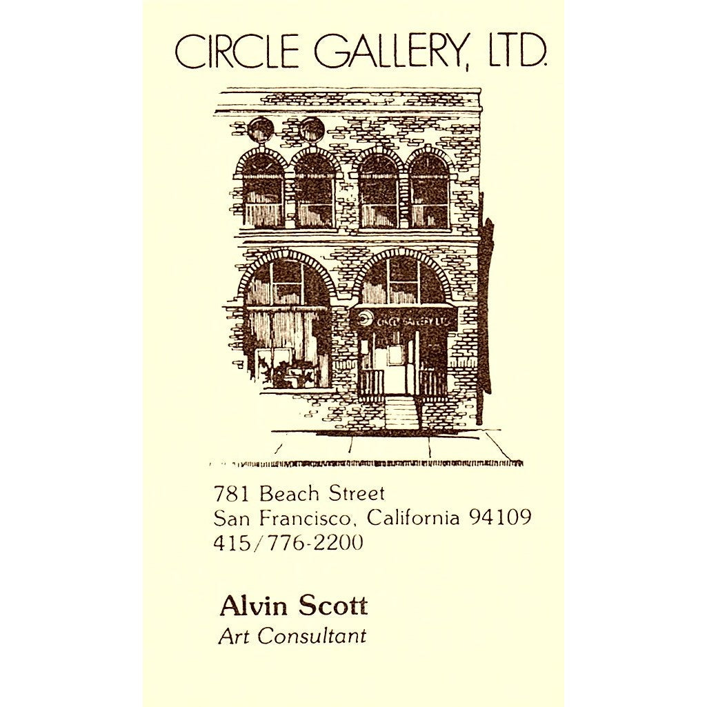 Alvin Scott Circle Gallery Ltd San Francisco CA Vintage Business Card SD9-B4