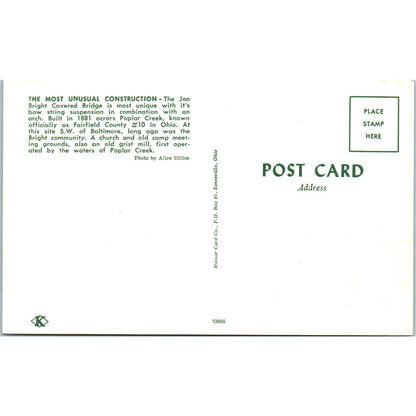 Jon Bright Bridge Fairfield County 10 OH Vintage Covered Bridge Postcard PC12