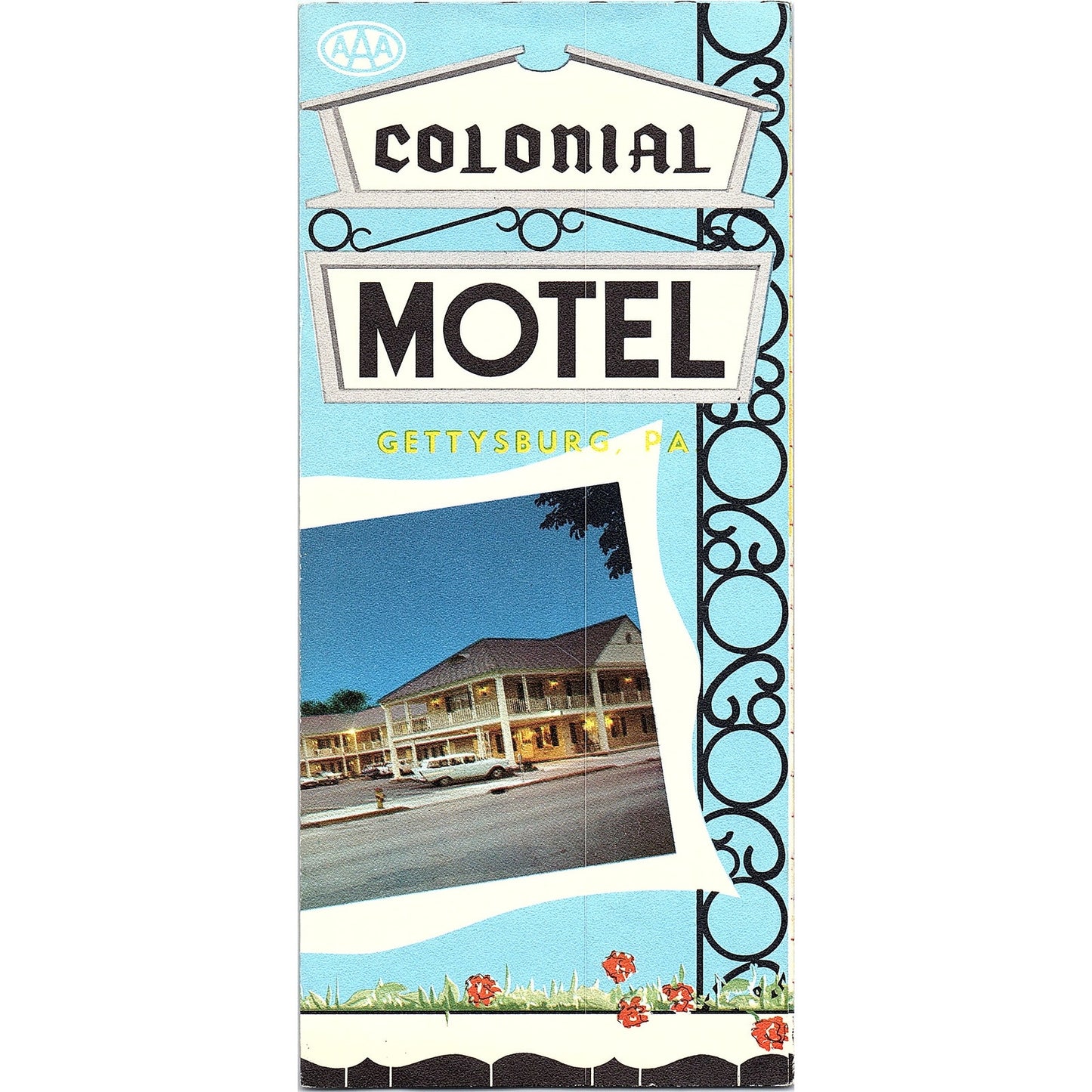 Retro Colonial Motel Gettysburg PA Fold Out Travel Brochure TH2-TB2