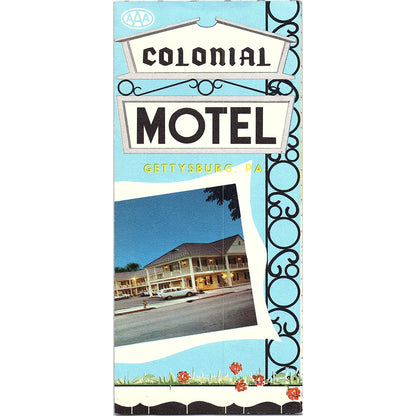 Retro Colonial Motel Gettysburg PA Fold Out Travel Brochure TH2-TB2