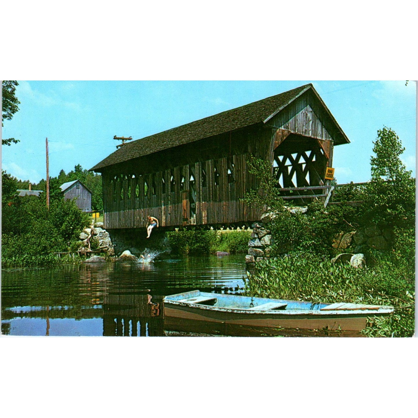 Black Water River Bridge Andover NH Covered Bridge Postcard PC4