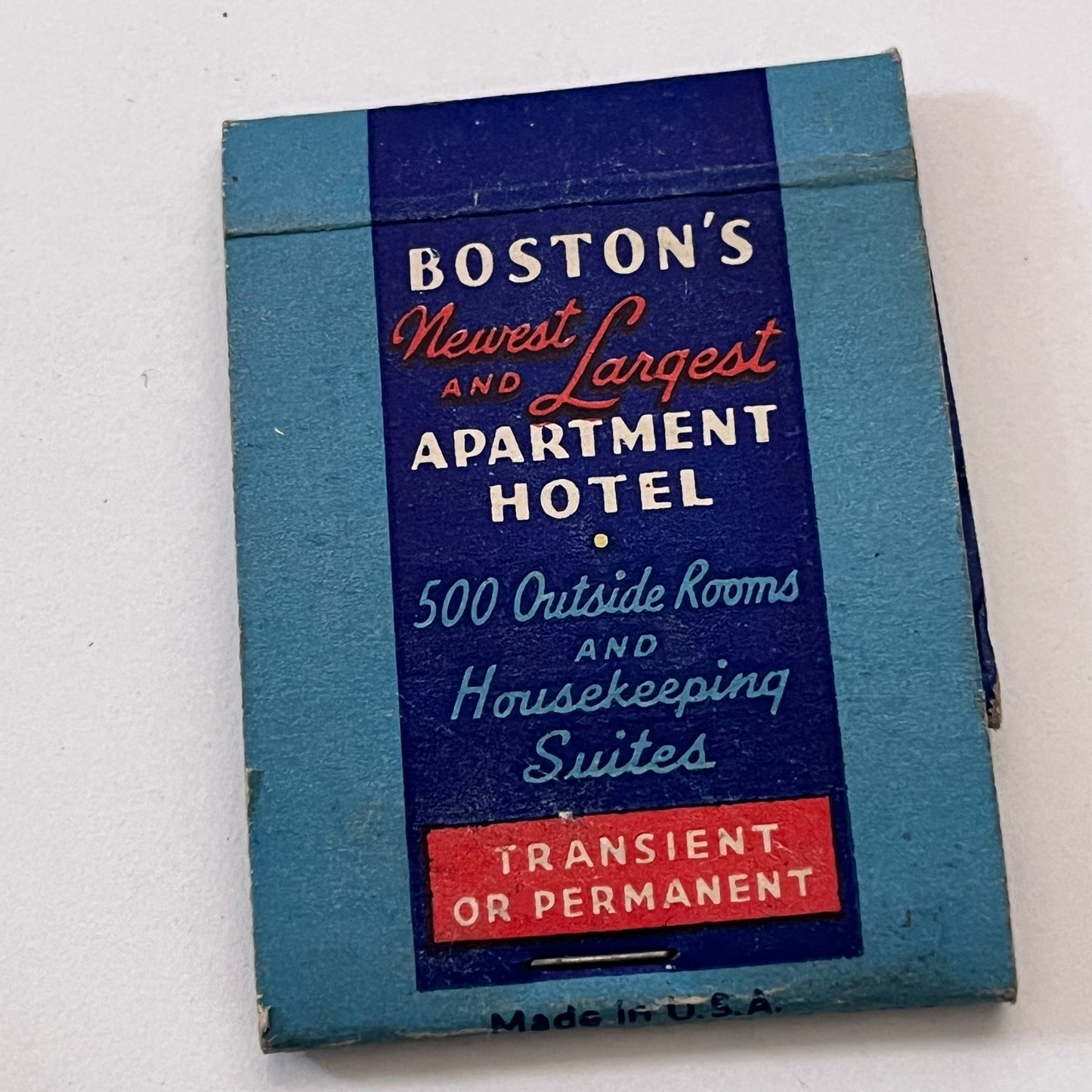 The Myles Standish Hotel Beacon St Boston MA Vintage Matchbook Cover TB8-MB3-2