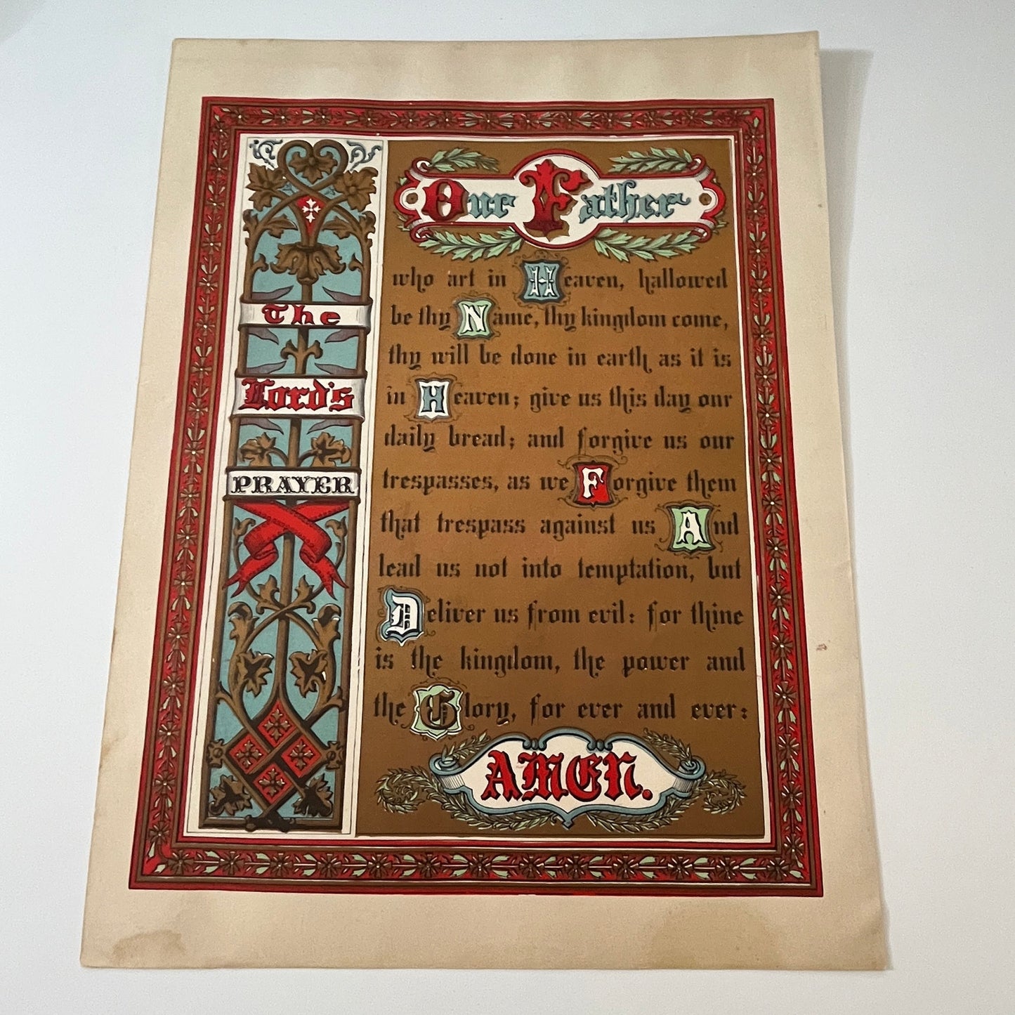 The Lord's Prayer Our Father Who Art in Heaven Wall Art 1892 Engraving V1-6