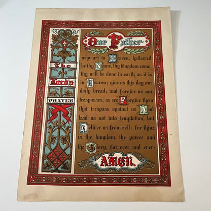 The Lord's Prayer Our Father Who Art in Heaven Wall Art 1892 Engraving V1-6