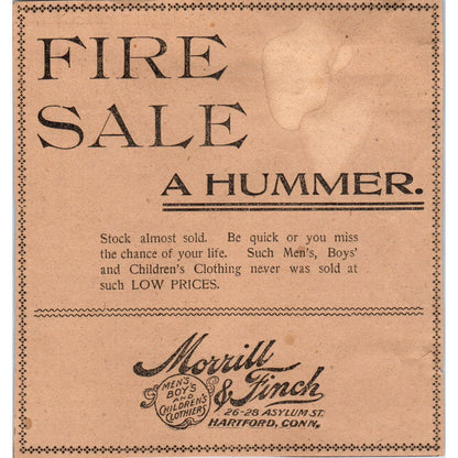 Morrill & Finch Clothiers Asylum St. Hartford 1901 Newspaper Ad AD8-H2