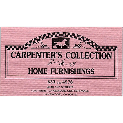 Carpenter's Collection of Furnishings Lakewood CA Vintage Business Card SF3-B3