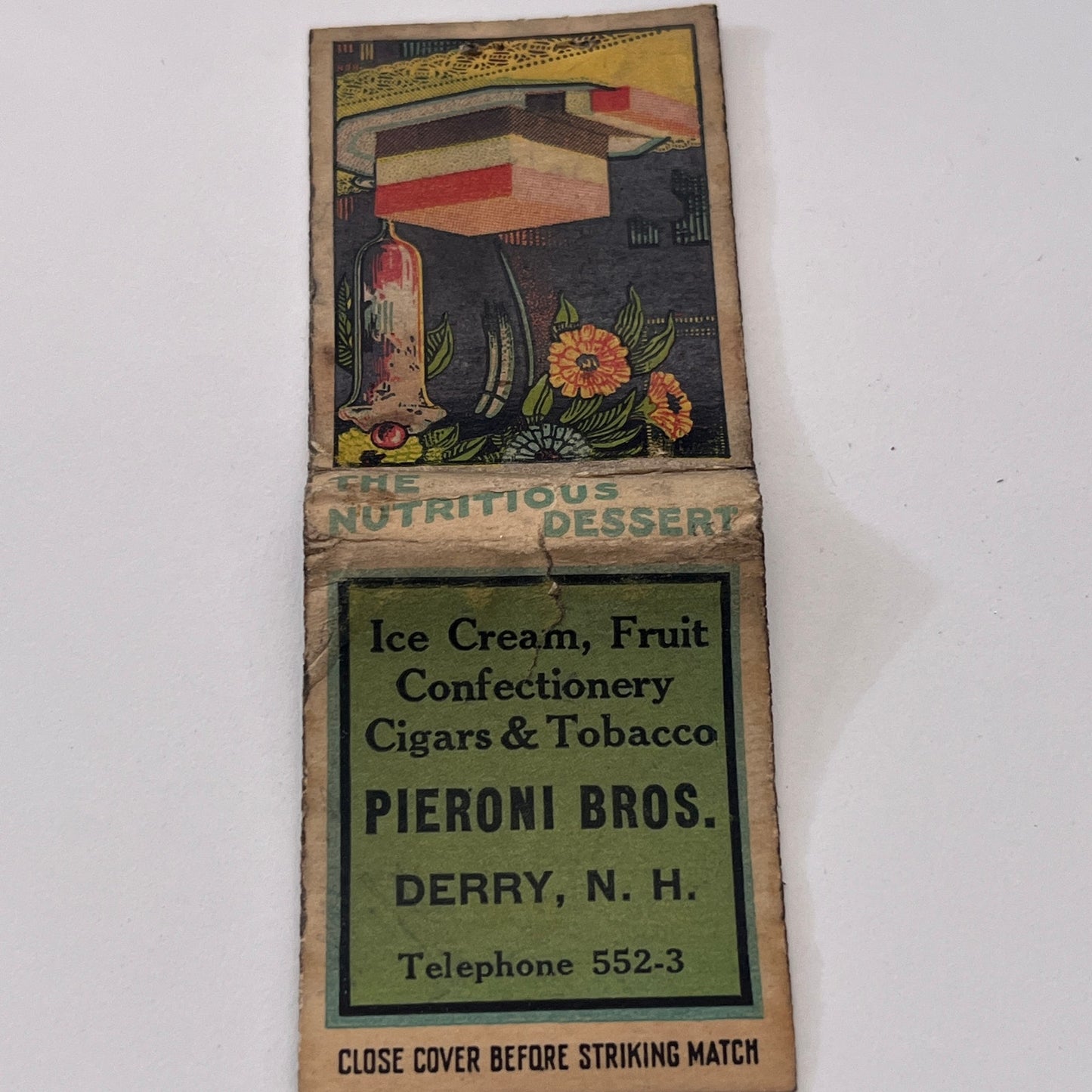Pieroni Bros Derry NH Vintage Matchbook Cover TB8-MB-11