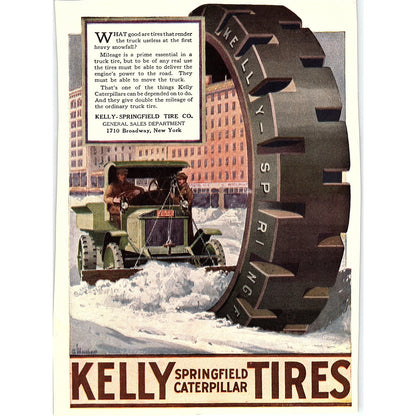 Kelly Springfield Caterpillar Tires Broadway New York NY c1920 Ad AF8-10