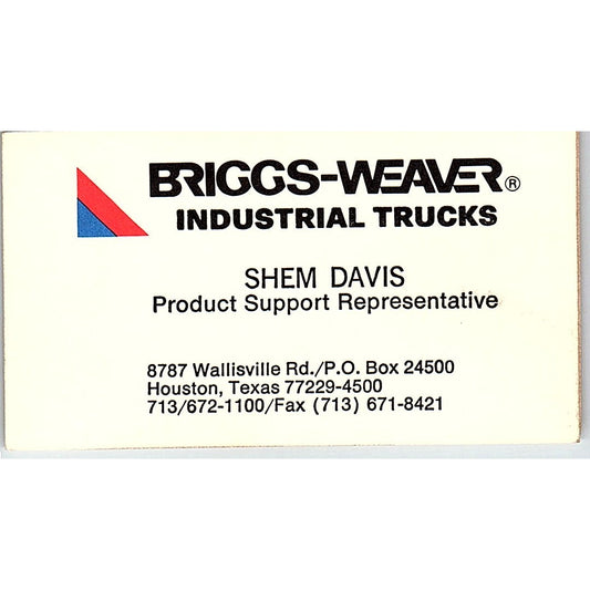 Briggs-Weaver Trucks Shem Davis Houston Vintage Business Card SD9-B13