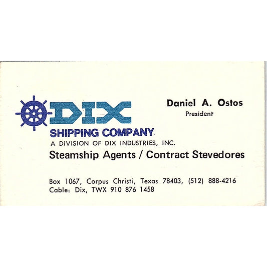 Daniel A Ostos Dix Shipping Co Corpus Christi Vintage Business Card SC9-B4