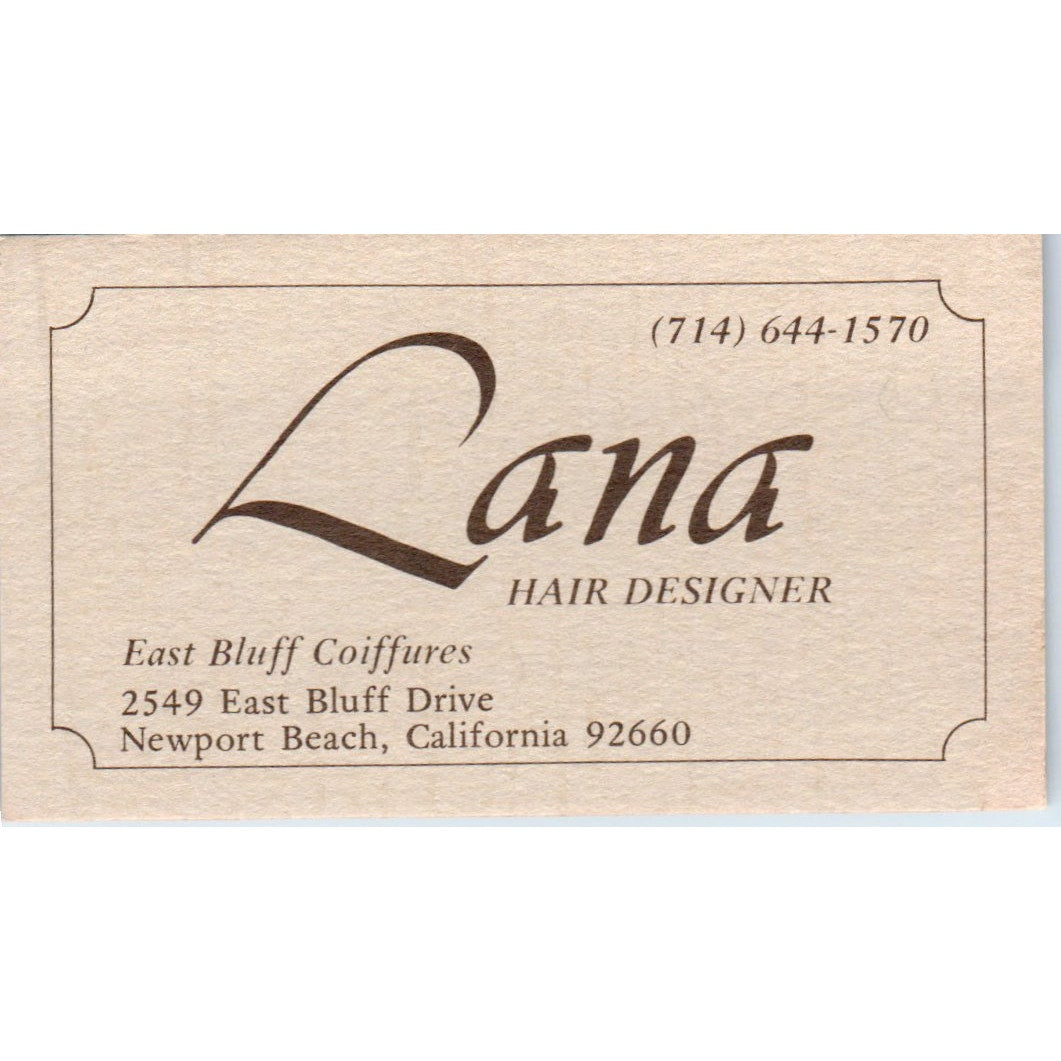 Lana Hair Designer East Bluff Coiffures Newport Beach CA Business Card SD8-B11