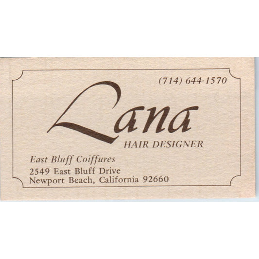 Lana Hair Designer East Bluff Coiffures Newport Beach CA Business Card SD8-B11