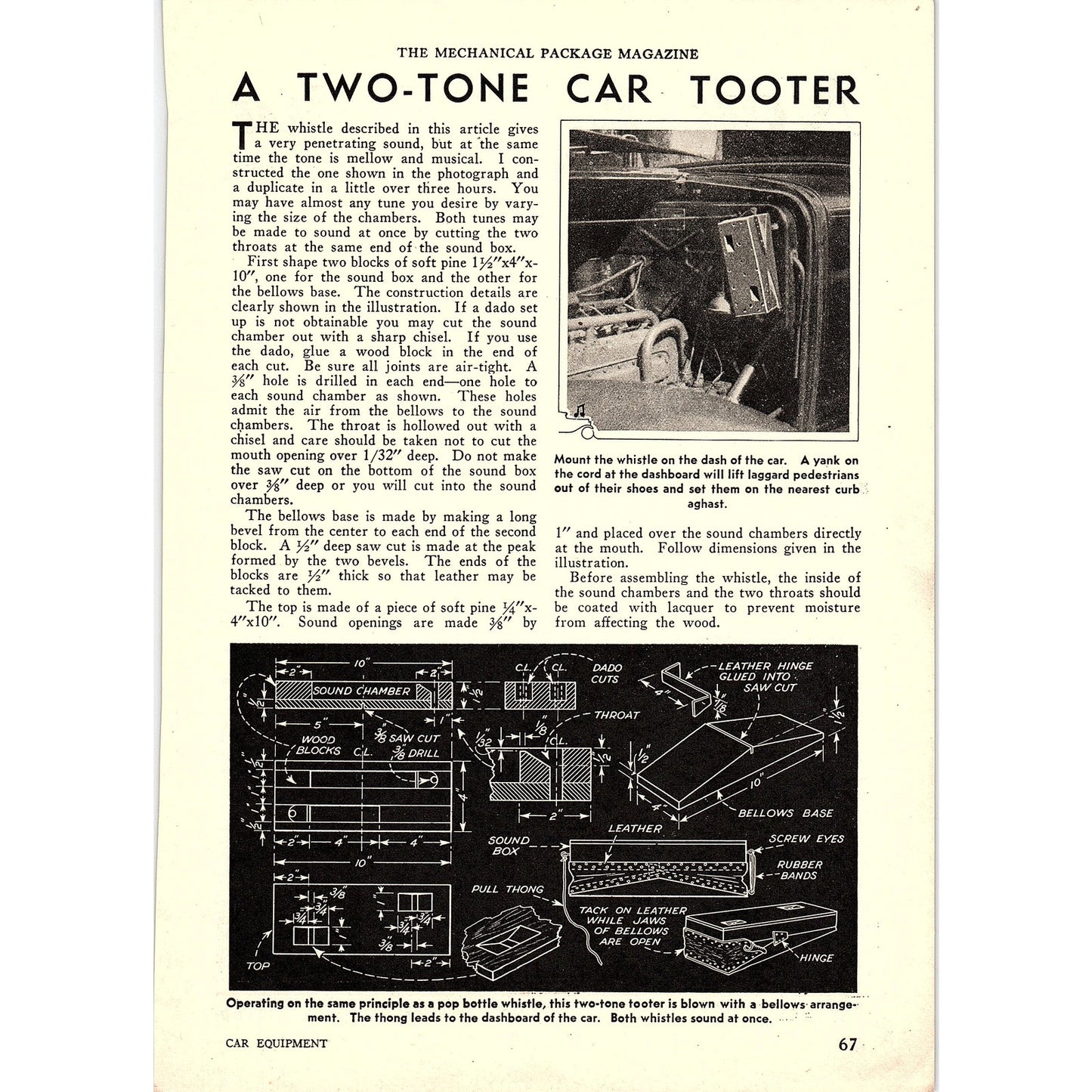 A Two-Tone Car Tooter Car Horn Whistle Plants 1931 Article AG1-14