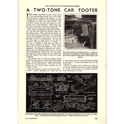 A Two-Tone Car Tooter Car Horn Whistle Plants 1931 Article AG1-14