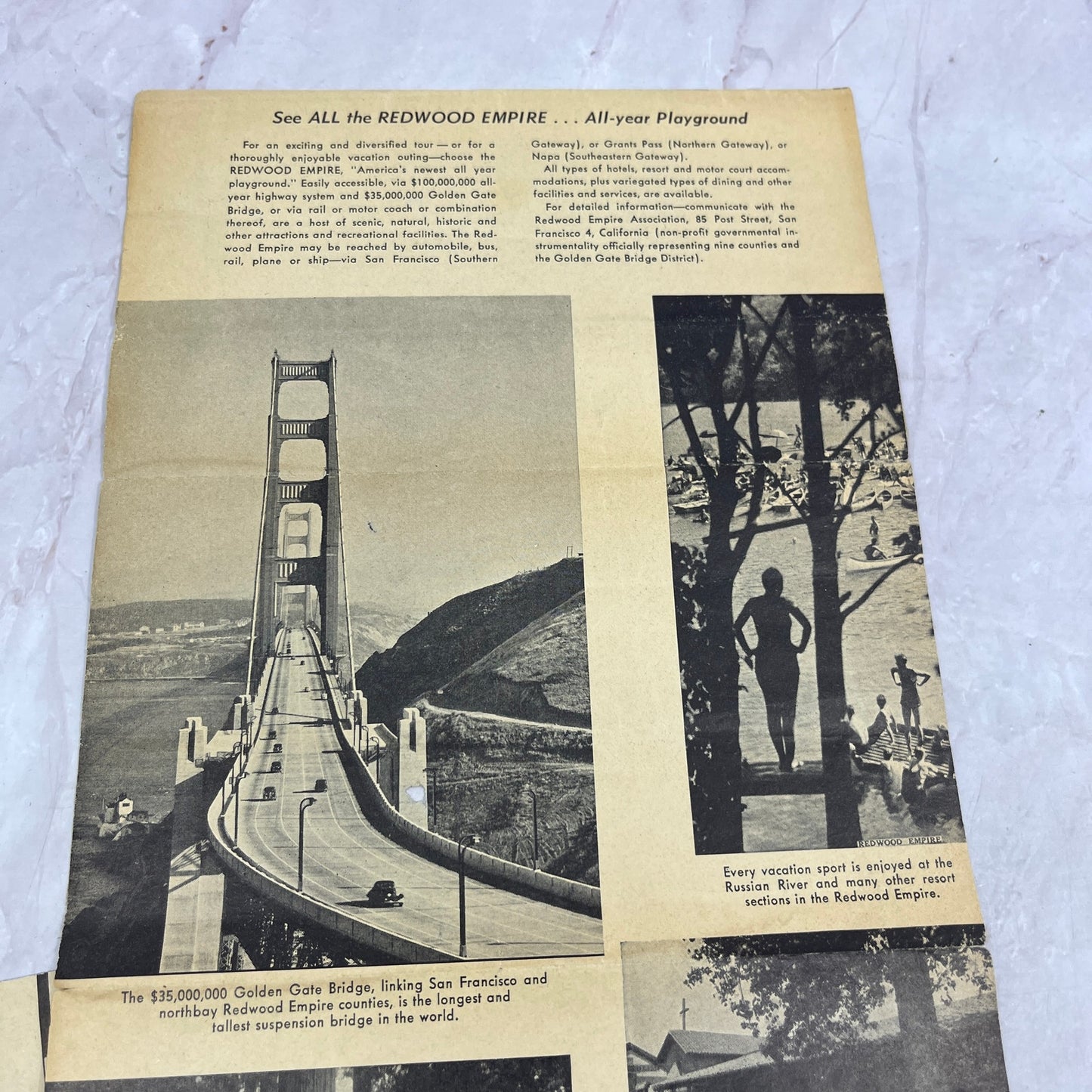 1946 Redwood Empire California Fold Out Travel Brochure & Map TH9-CB