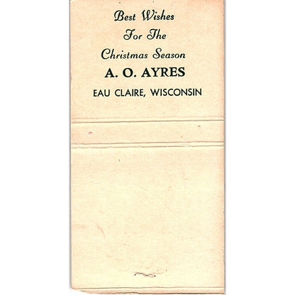 Tableaus At The Church Christmas A.O. Ayres Eau Claire Matchbook Cover SC7-Y3
